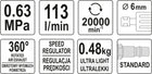 Szlifierka pneumatyczna kątowa yato 6mm 20000OBR kompozytowa regulacja do metalu, prac warsztatowych i precyzyjnego