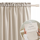 ROOM99 Zasłona gotowa do salonu 140x250 beżowa jasna taśma WAVE żabki Aura półzaciemniająca dekoracja okienna z