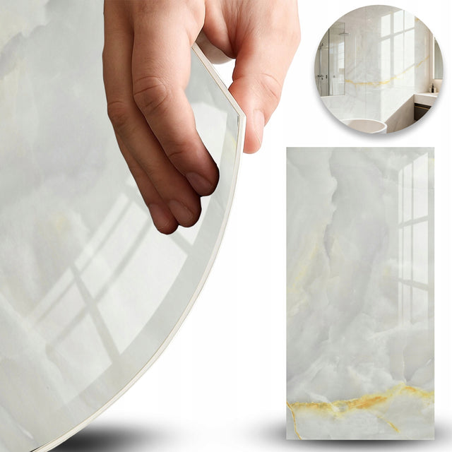 X10 30x60 samoprzylepny panel ścienny marmur PCV laminat połysk 3D płytki okładzina dekoracyjna, szare tworzywo sztuczne, grubość 2,5 mm