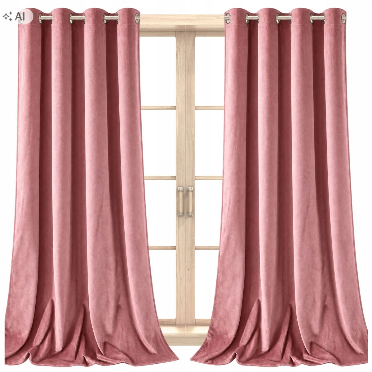 Zasłona welurowa 140×250 cm pudrowy róż na przelotkach gotowa velvet gruba panel okienny, dekoracja do sypialni