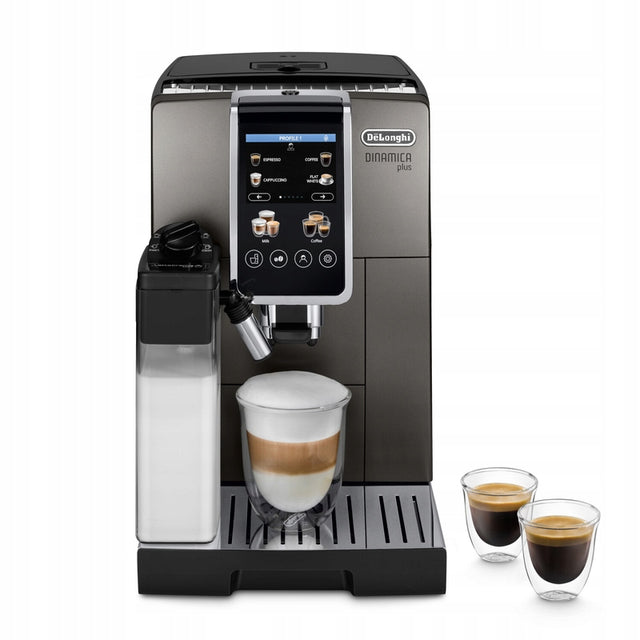 Automatyczny ekspres ciśnieniowy De'Longhi ECAM380.95TB 1450 w tytanowy młynek, kawa ziarnista i mielona, cappuccino, latte, americano, 15 bar