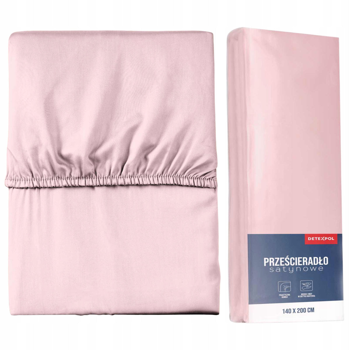 Prześcieradło mikrosatyna z gumką 160x200 różowe na materac do 25 cm, poliestrowe, certyfikat oeko-tex Standard 100