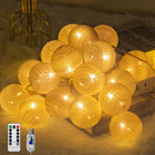 LAMPKI KULE COTTON BALLS GIRLANDA 20 LED ŚWIETLNA KULE USB +PILOT dekoracja wnętrz, ozdoba do pokoju, białe kulki 6 cm