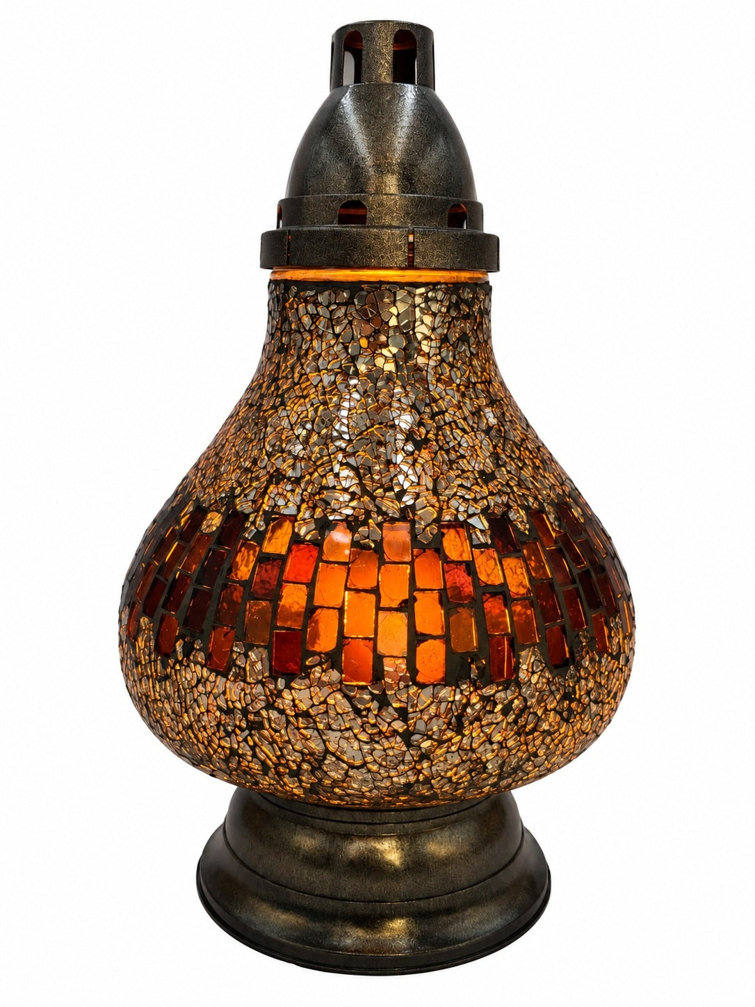 Znicz na wkład witraz karafka karafa złota premium gold illumini lampion nagrobny, ozdoba na cmentarz, wysokość 36 cm