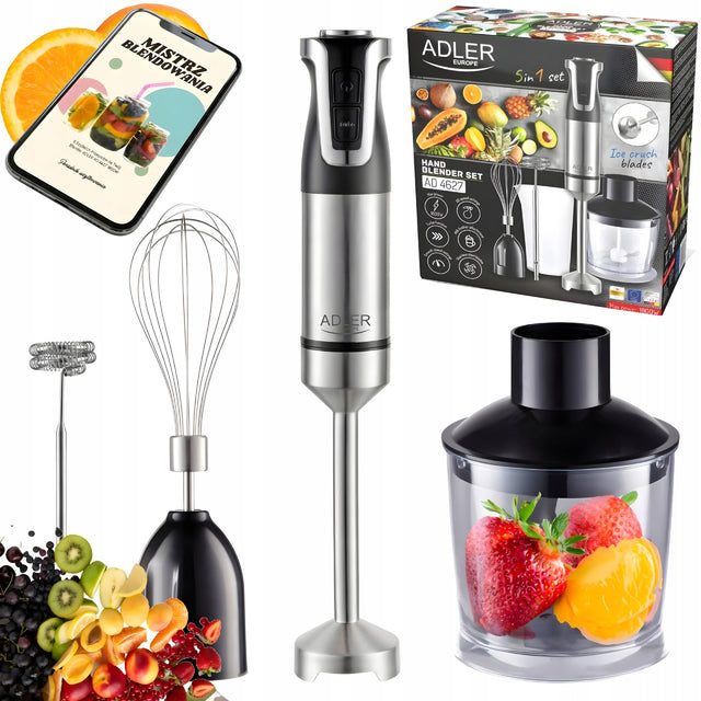 Blender Kuchenny Ręczny 1800W Turbo 20 Ustawień Prędkości Zestaw Adler