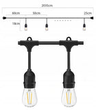 Girlanda Ogrodowa Świetlna 20M 40X Żarówka LED E27 + Przewód Wodoszczelna Sznur lamp na taras balkon altanę, kule 5 cm