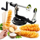 Maszynka do ziemniaków zakręconych chipsów frytek Zakręcony Ziemniak spiralizer do warzyw, krajalnica spiralna, czarna