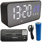 Budzik zegar elektroniczny LED głośny stojący temperatura data + kabel USB stołowy cyfrowy do sypialni, czarny, z