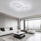 LAMPA SUFITOWA LED WISZĄCA BIAŁY ŻYRANDOL RING NOWOCZESNA SALONU 48W 6500K oświetlenie do wnętrz, 4 punkty światła