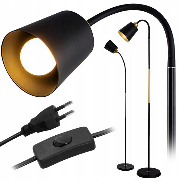 Lampa Stojąca Podłogowa Regulowana 170cm E27 LED Włącznik czarna do salonu, sypialni i biura, 1 punkt świetlny, maks. 40 w