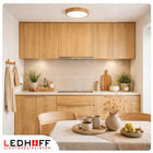 Lampa sufitowa LED Plafon drewno okrągła 30cm 30W do pokoju boho naturalna oprawa z wbudowanym źródłem, neutralna barwa