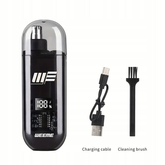 Trymer do Nosa i Uszu – Bezpieczny, Łatwy w Czyszczeniu, USB / Manualny srebrny/szary