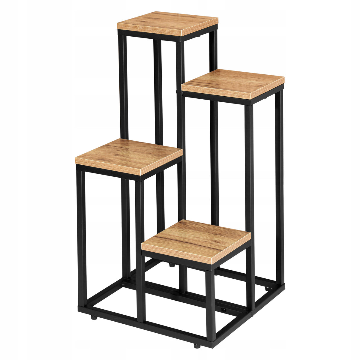 Kwietnik stojący stojak metalowy półki na kwiaty doniczki loft craft czarny regał na rośliny, 4 donice, 68 cm, beżowy