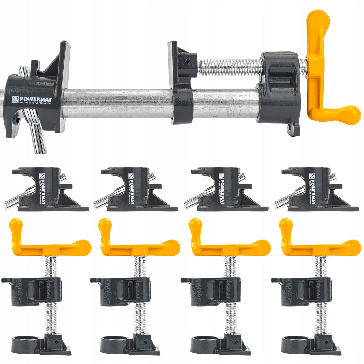 4x ŚCISK STOLARSKI RUROWY ZACISK BEZKOŃCOWY 3/4" METALOWY ZESTAW 4 SZTUK do klejenia drewna, docisk do desek, prasa do