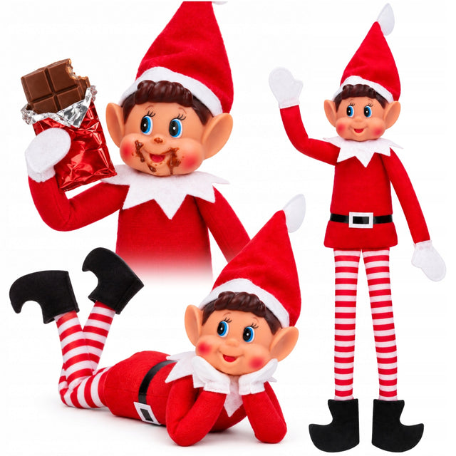 Oryginalny ELF psotnik elves behavin badly psotny skrzat chłopiec 40cm dekoracja bożonarodzeniowa, figurka świąteczna z tworzywa sztucznego