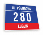Tabliczka adresowa Numer domu 40x30 cm PCV Numer domu Oznaczenie posesji, szyld na elewację, aluminiowa