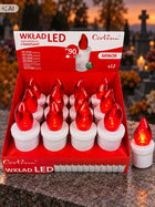 WKŁADY DO ZNICZY LED ELEKTRYCZNE 90 DNI + BATERIE 12 SZT. CZERWONE lampki nagrobne, świeczki cmentarne, oświetlenie