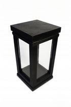Znicz lampion żywiczny premium domino czarny ozdoba nagrobna na cmentarz, światło LED, wysokość 27 cm, świecenie ponad