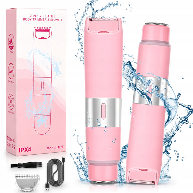 Golarka damska 2w1 trymer do bikini nóg pach twarzy led mokro sucho usb-c