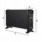 GRZEJNIK ELETKRYCZNY KONWEKTOROWY ENERGOOSZCZĘDNY TERMOSTAT 2000W 525 mm 330 mm grzewcza czarny