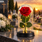 ZNICZ NA CMENTARZ DUŻY, ŚWIECI JAK ZNICZ SOLARNY, RÓŻA WIECZNA LED, PIĘKNY lampion nagrobny, dekoracja grobu, wysokość