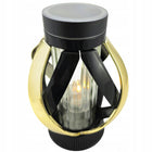 Znicz solarny lampion czarno - złoty nowoczesny znicz wstęga black & gold ledowy na cmentarz, lampka nagrobna 24 cm