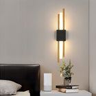 LAMPA ŚCIENNA CZARNA KINKIET LED ZŁOTY LOFT NOWOCZESNA DO SALONU 10W 3000K oprawa metalowa dwupunktowa, wysokość 40 cm