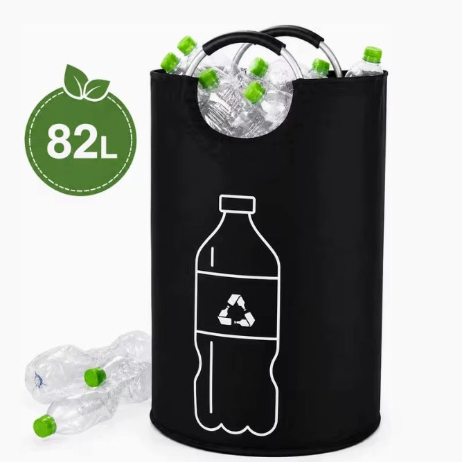 Torba kosz pojemnik do segregacji butelek puszek czarna czarny 82 L worek na odpady recykling selektywny do zbiórki