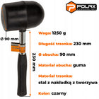 Młotek gumowy 1250g obuch 90mm trzonek metalowy do kostki i płytek Polax pobijak brukarski glazurniczy, układanie