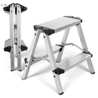 Drabina domowa stołek 2x2 stopnie Aluminiowa dwustronna 150 kg podest 54 cm schodki do prac domowych, wysokość robocza