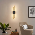 LAMPA ŚCIENNA CZARNA KINKIET LED ZŁOTY LOFT NOWOCZESNA DO SALONU 10W 3000K oprawa metalowa dwupunktowa, wysokość 40 cm