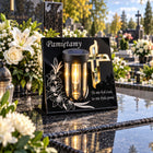 Znicz Solarny na Grób Wieczna Latarenka Statuetka na Cmentarz LED 18 cm lampion nagrobny, ozdoba mogiły, świecąca