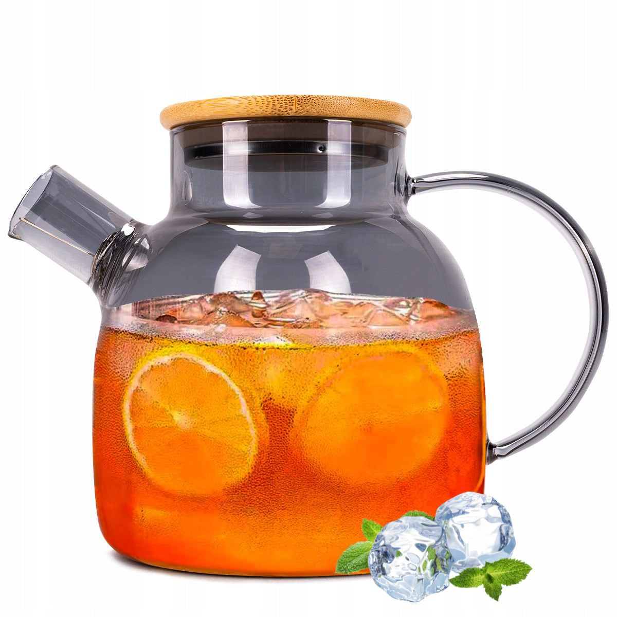Szklany dzbanek do herbaty lemoniady zaparzacz z pokrywką kamille 1500 ml czajnik na napary, możliwość mycia w zmywarce
