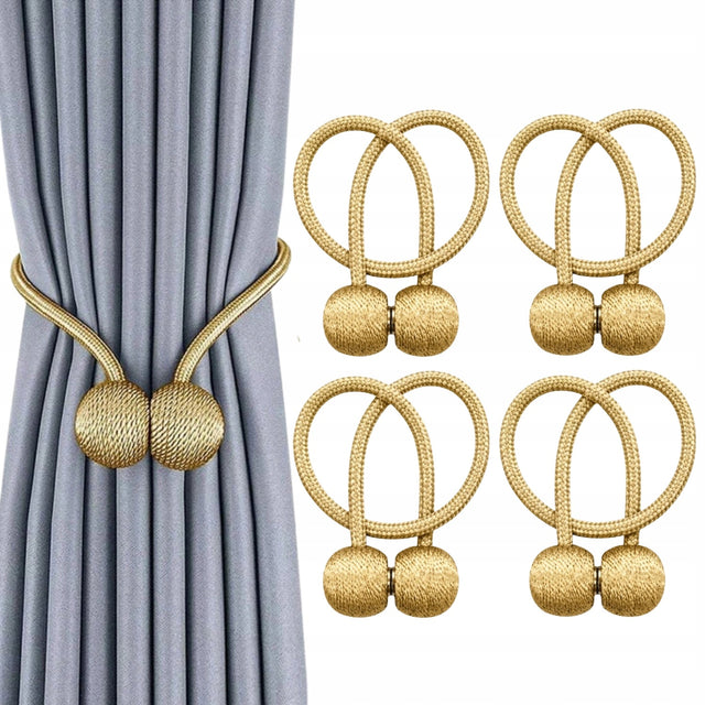Spinki do zasłon klamry na magnes do firan dekoracyjne złote 4 sztuki upinacze okienne, dodatki aranżacyjne