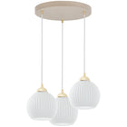 Lampa wisząca sufitowa żyrandol kaszmirowy glamour kule do kuchni salonu oprawa 3-punktowa metalowa beżowa E27 klosze