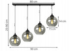 LAMPA SUFITOWA WISZĄCA ŻYRANDOL SZKLANE KULE LISTWA CZARNA NAD STÓŁ WYSPĘ oświetlenie do jadalni kuchni 4-punktowe