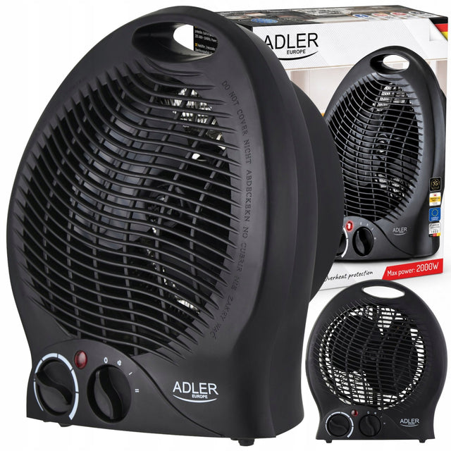 Termowentylator grzejnik elektryczny farelka 2000W 3 poziomy z termostatem czarny