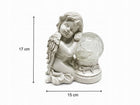 Figurka LED znicz anioł świecący Kula ozdoba grób dziecka lampka nagrobna dekoracja nagrobkowa na cmentarz biała 17 cm