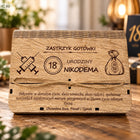 Zastrzyk Gotówki prezent na 18 30 40 50 60 Urodziny Pudełko na pieniądze 18 skarbonka z grawerem, upominek dla jubilata
