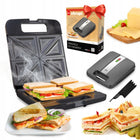Opiekacz do kanapek tostów sandwich toster 1400W duży XXL 4 kanapki nominalna srebrny/szary