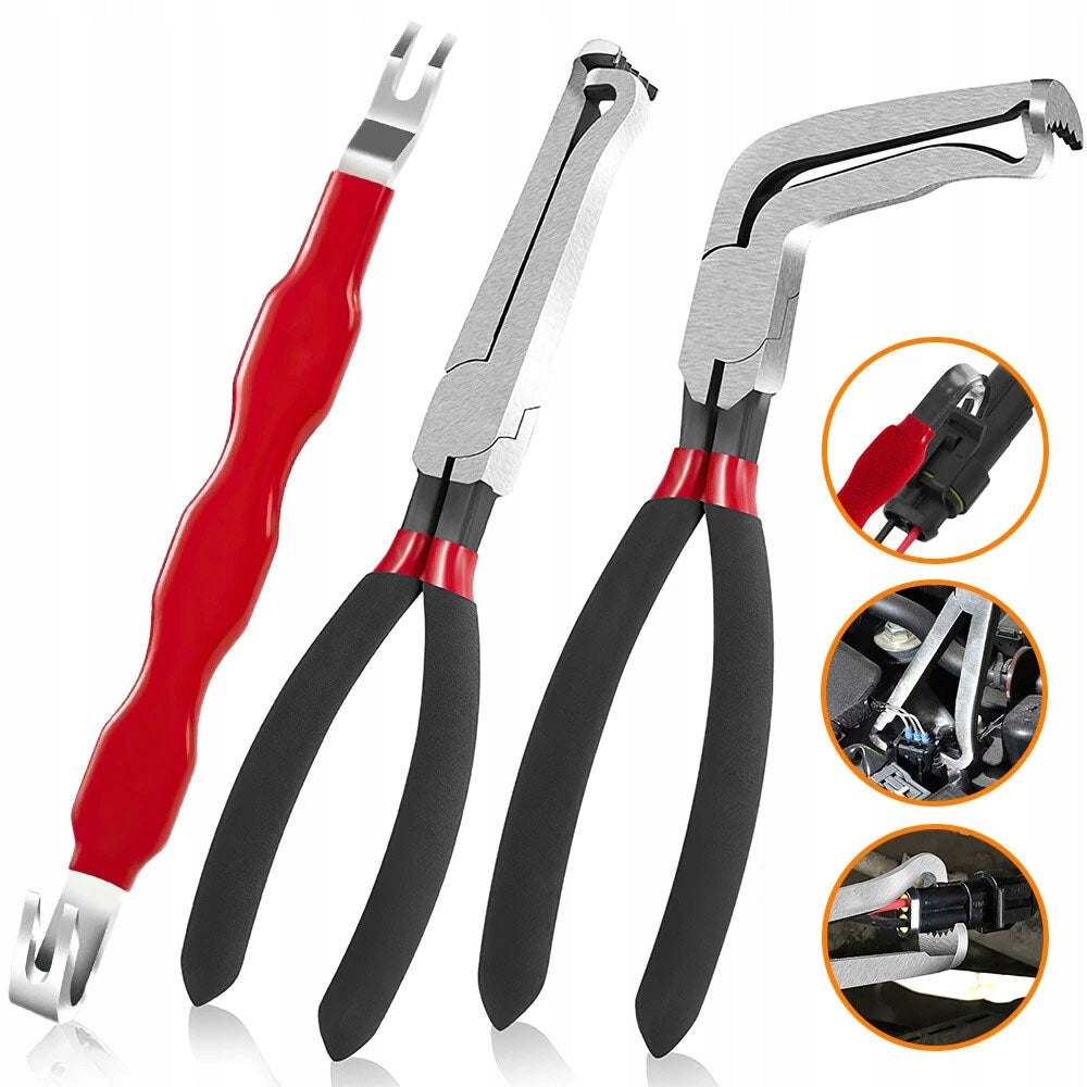 ZESTAW 3 SZT. SZCZYPCE DO DEMONTAŻU ZŁĄCZY ERGONOMICZNE METALOWE wypinanie konektorów, rozpinanie wtyków, narzędzie