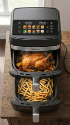 Frytkownica beztłuszczowa dwukomorowa pionowa voksar T11 AIR fryer 12l XXL czarny
