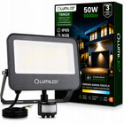 Naświetlacz LED Halogen 50W IP65 Reflektor Lampa z Czujnikiem Ruchu 3 barwy oświetlenie zewnętrzne 5500 lm 4000 K do