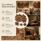 Panele ścienne drewniane heksagon plaster miodu 3D zestaw 64 szt. mozaika 6 cm drewno