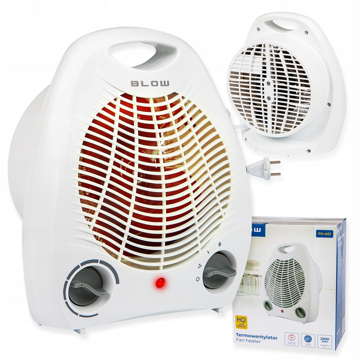 MOCNY TERMOWENTYLATOR ELEKTRYCZNY FARELKA GRZEJNIK 2000W PIECYK TERMOSTAT elektryczna