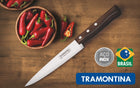 Tramontina 3x Noże do steków drewniane tradicional sztućce do mięsa, krojenia wołowiny, stalowe ostrze 114 mm, matowe