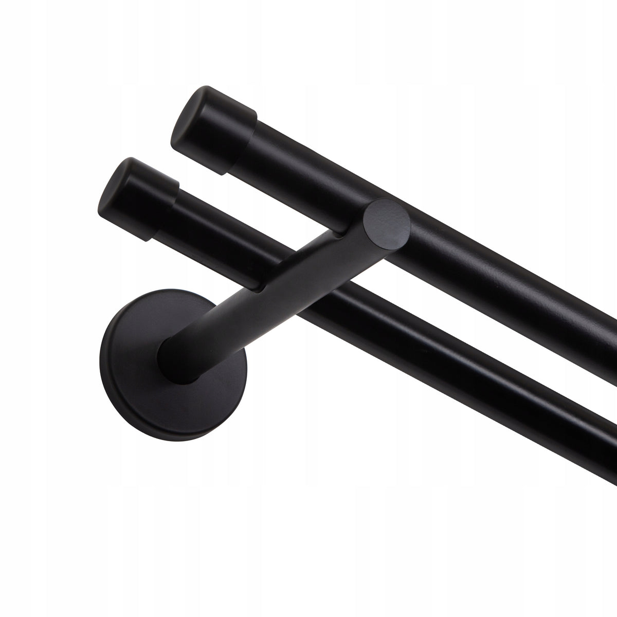 Karnisz podwójny metalowy 200 CM 19mm czarny nowoczesny smart do firan i zasłon, drążki okienne