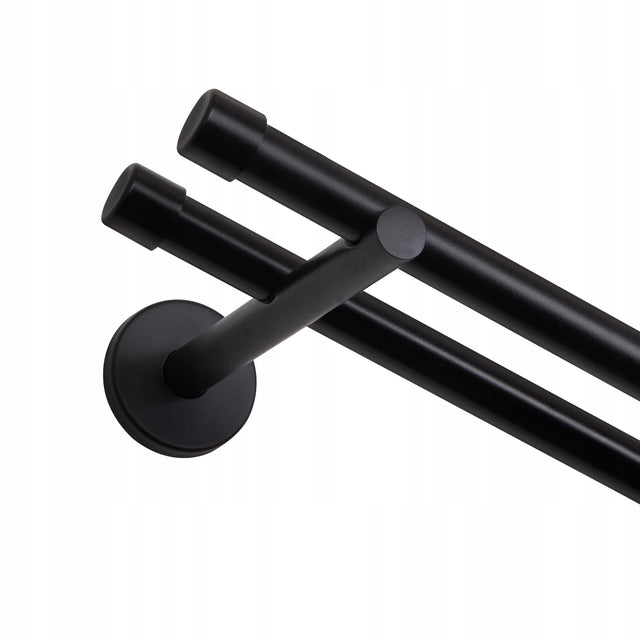 Karnisz podwójny metalowy 200 CM 19mm czarny nowoczesny smart do firan i zasłon, drążki okienne