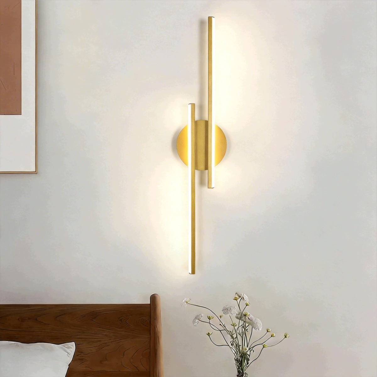 Nowoczesna lampa ścienna LED 60cm slim liniowy złoty kinkiet oprawa do wnętrz, oświetlenie dekoracyjne, zintegrowane