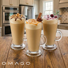 SZKLANKI DO LATTE CAPPUCCINO WYSOKIE 6 szt kawa mleczna, szkło bezbarwne, 260 ml, można myć w zmywarce